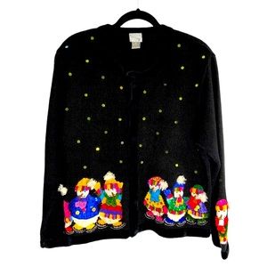 Vintage Berek Snowmen Christmas Holiday Cardigan